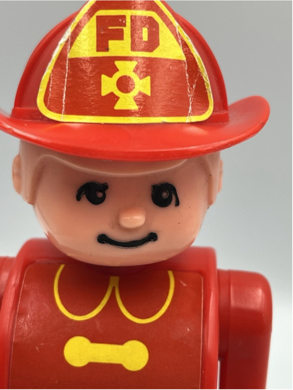 VINTAGE PUSHKINS Vintage Fire Man TOMY 1976 Push N Go Action Figure